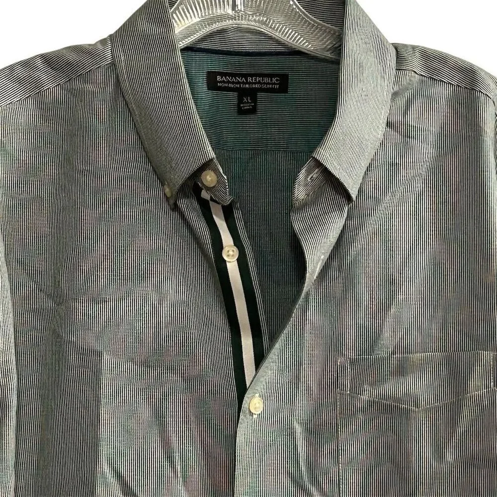 Banana Republic Men's‎ XL Green Slim Fit Non-Iron Dress Shirt Long Sleeve